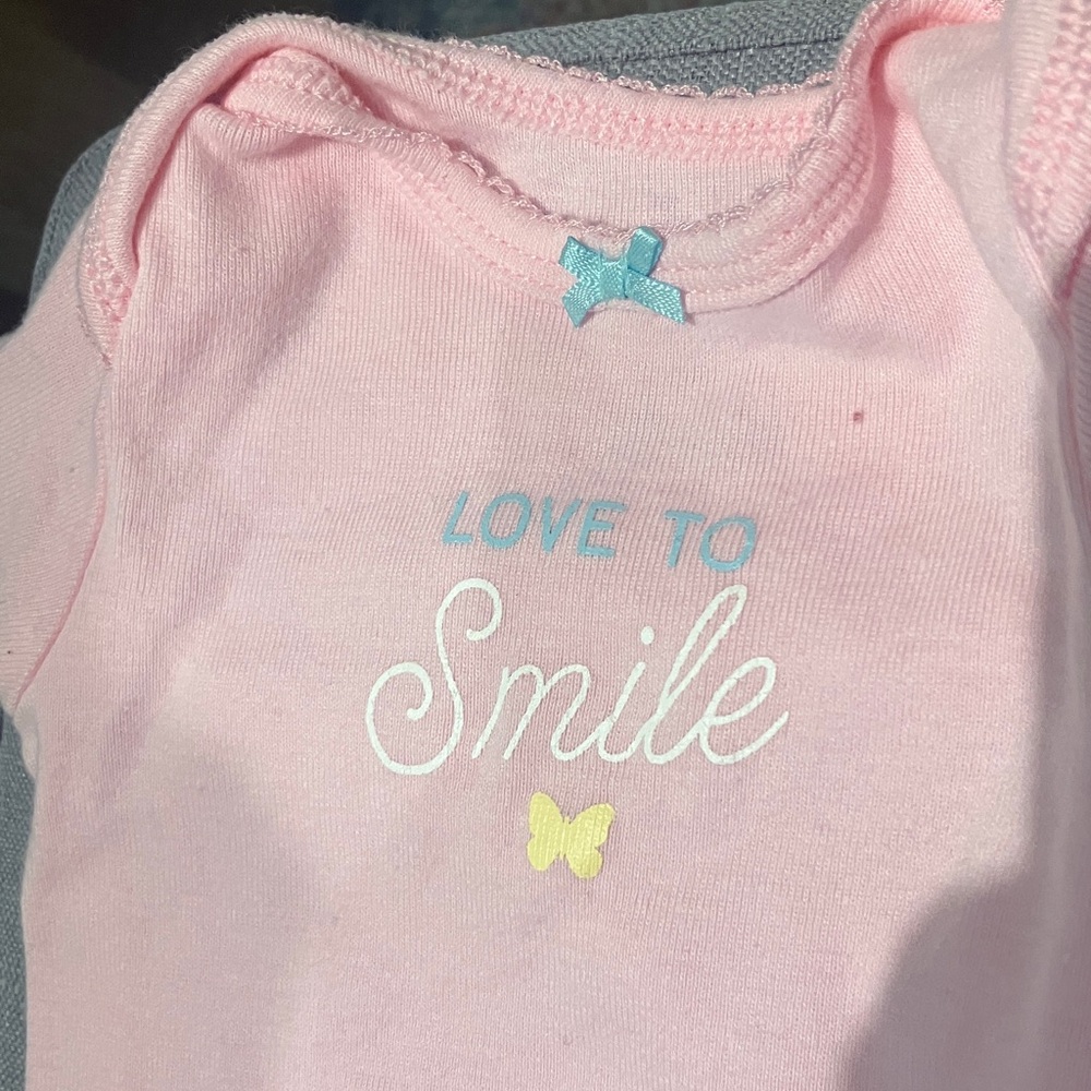 Baby Girls 5 Piece Pink Floral Onesie & Pants Set - Picture 5 of 8
